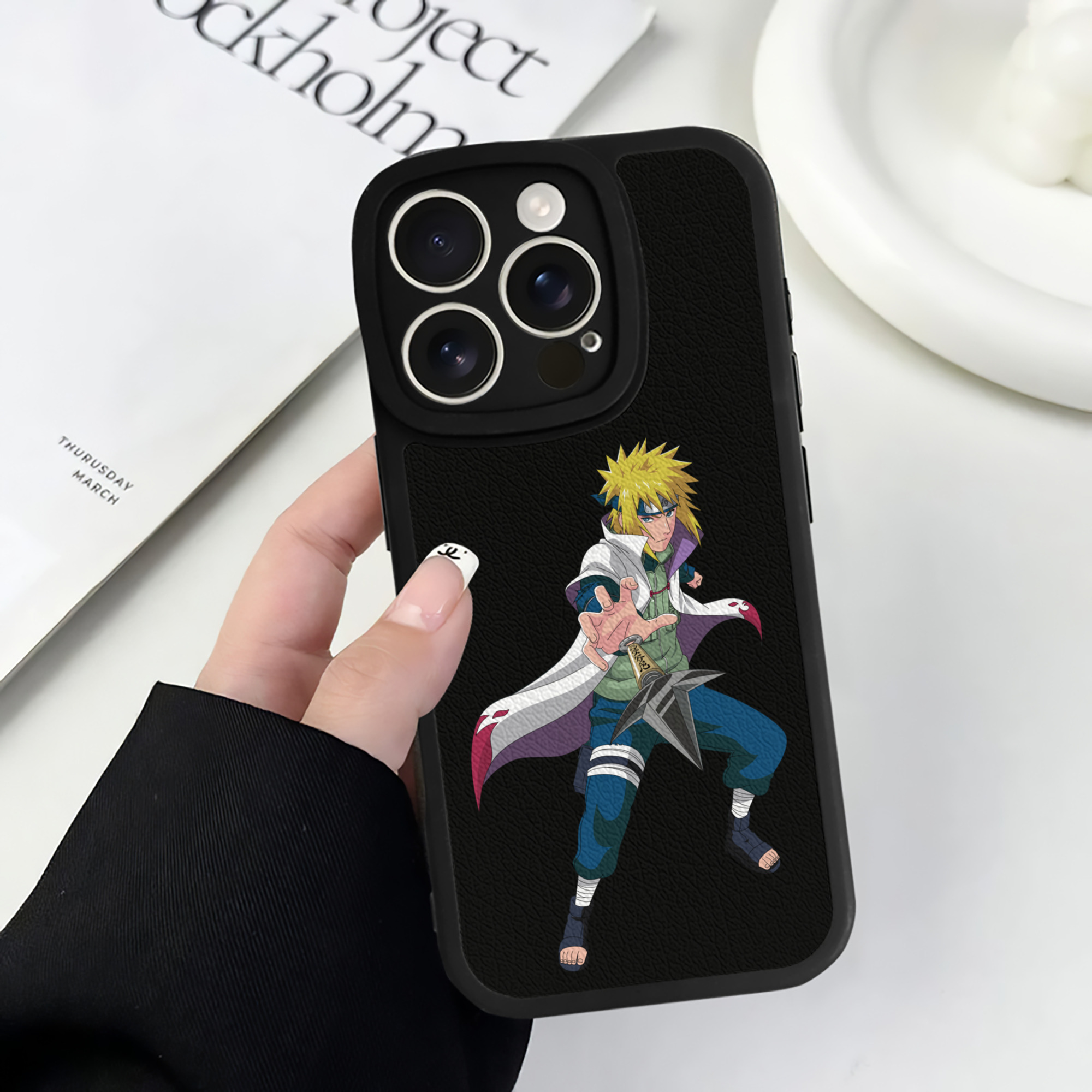 （画像用） NARUTO -ナルト- 波風 ミナト Namikaze Minato 【iPhone 16シリーズ対応】シリコンスマホケース（レザー調） 材質：シリコン